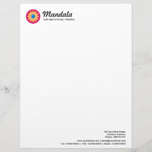 En-tête De Lettre Avec Motif Kaleidoscopic Mandala 024