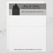 En-tête De Lettre Avec Motif Maison de construction d'agent immobilier (Devant / Derrière)