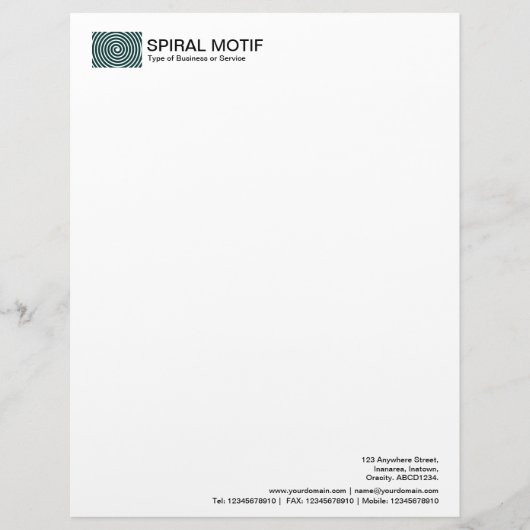 En-tête De Lettre Avec Motif Motif spiral - Vert foncé (Devant)