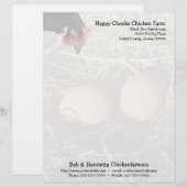En-tête De Lettre Avec Motif Poules noires et oeufs (Devant / Derrière)