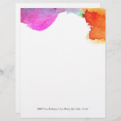 En-tête De Lettre Avec Motif Splash de l'aquarelle (Devant / Derrière)