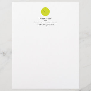 En-tête De Lettre Avec Motif Tête de lettre supérieure Monogramme Cercle vert d
