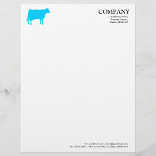 En-tête De Lettre Avec Motif Vache bleu ciel - Blanc