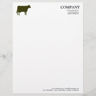 En-tête De Lettre Avec Motif Vache verte pâle - Blanc