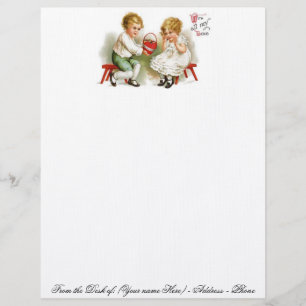 EN-TÊTE DE LETTRE AVEC MOTIF VALENTINE STATIONNAIRE SUR LIGNE PAPIER STOCK - CA