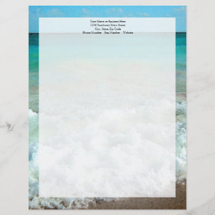 En-tête De Lettre Avec Motif Vivant décor d'aquarelle de plage