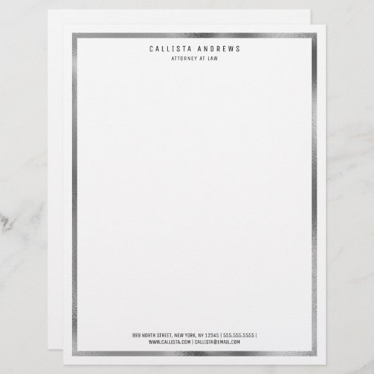 En-tête De Lettre Avocat à la frontière blanche moderne et simple (Devant / Derrière)