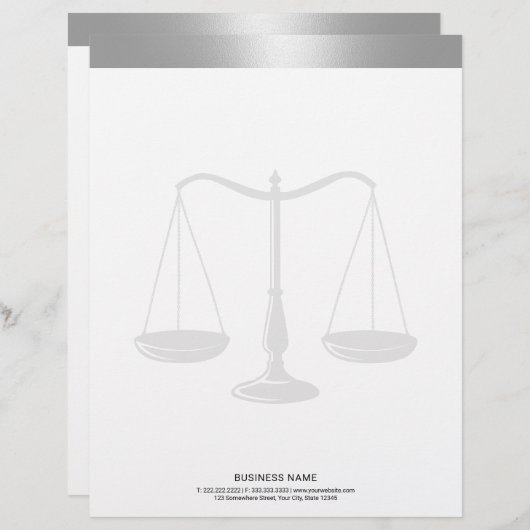 En-tête De Lettre Avocat à la frontière d'argent Avocat à l'échelle  (Devant / Derrière)