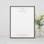 En-tête De Lettre Avocat de monogramme blanc brun foncé du bureau mo (Debout devant)