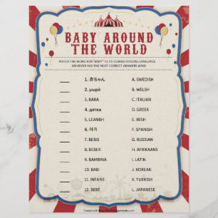 En-tête De Lettre Baby Around The World [Thème Du Cirque]