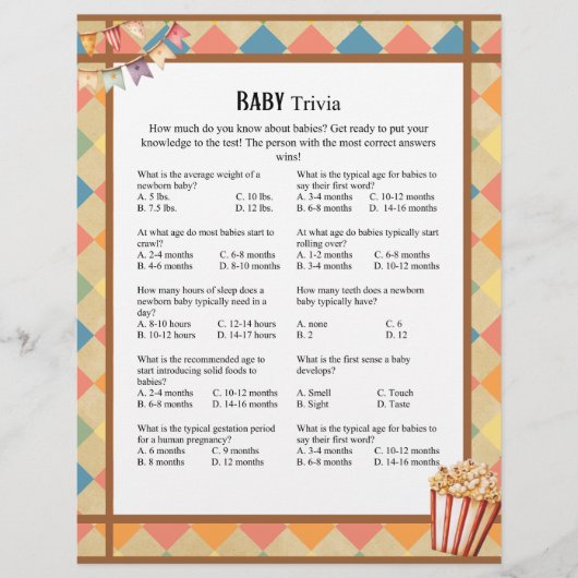 En-tête De Lettre Baby Circus_ Baby Trivia jeu (Devant)