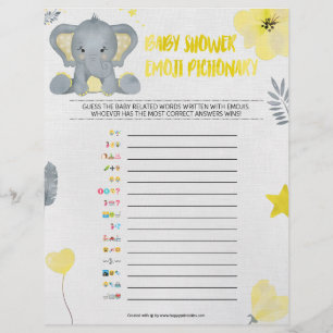 En-tête De Lettre Baby Emoji Pictionary [Baby Elephant [jaune]