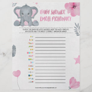 En-tête De Lettre Baby Emoji Pictionary [Baby Elephant [rose]