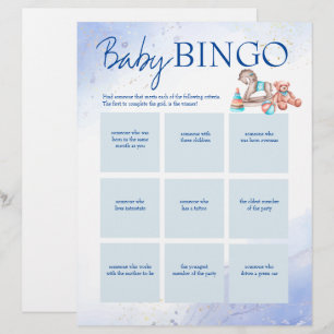 En-tête De Lettre Baby shower bleu jeu de bingo modèle personnalisé