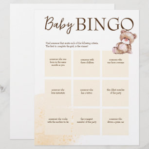 En-tête De Lettre Baby shower jeu de bingo brun modèle personnalisé