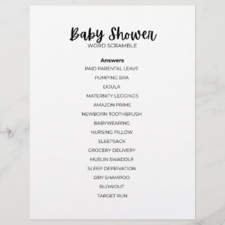 En-tête De Lettre Baby Shower Word Scramble Answer Sheet