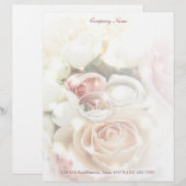 En-tête De Lettre bagues de fiançailles roses épousant le (Devant / Derrière)