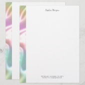 En-tête De Lettre Bande Iridescente, Gris Nom & Coordonnées (Devant / Derrière)