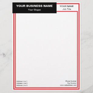 En-tête De Lettre Bannière noire double cadre rouge