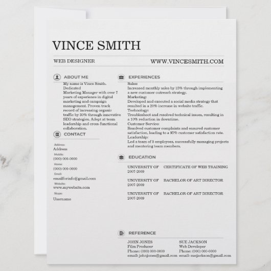 En-tête De Lettre Basic Professional Resume Template Design Trendy 1 (Devant)
