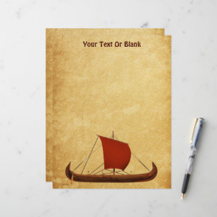 En-tête De Lettre Bateau viking à voile rouge II