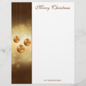 En-tête De Lettre Baubles De Noël Jaune D'Or Sur Bokeh Jaune (Devant)