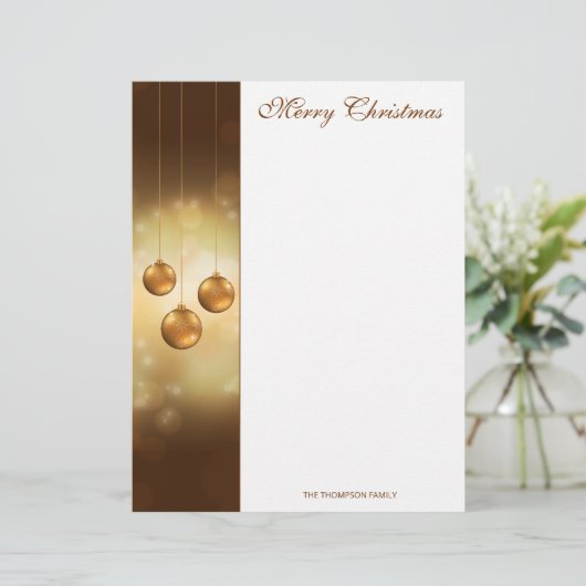 En-tête De Lettre Baubles De Noël Jaune D'Or Sur Bokeh Jaune (Debout devant)