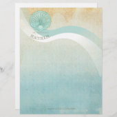 En-tête De Lettre Beach House Clam Shell Aqua Blue ID623 (Devant / Derrière)