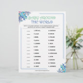 En-tête De Lettre Bébé autour du monde [Floral bleu] (Debout devant)