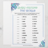 En-tête De Lettre Bébé autour du monde [Floral bleu] (Devant / Derrière)