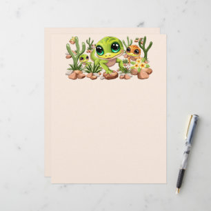 En-tête De Lettre Bébé Geckos jote personnages de dessin