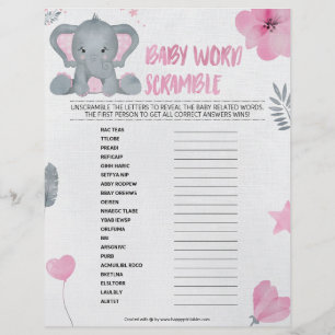 En-tête De Lettre Bébé Mot Bébé [Eléphant Bébé [Rose]