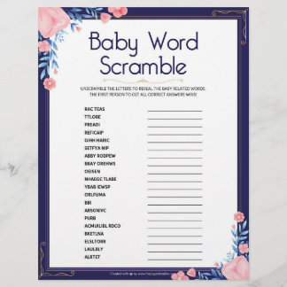 En-tête De Lettre Bébé Mot Scramble [Cadre Floral]