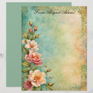En-tête De Lettre Belle Fleurs de Printemps Foncé Bordure Décorative