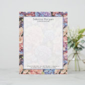 En-tête De Lettre Belle Hydrangée Florale Rose, Bleue & Violet (Debout devant)