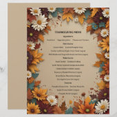 En-tête De Lettre Belles fleurs d'automne Feuilles Menu Invitation (Devant / Derrière)