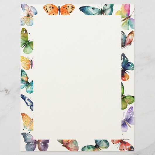 En-tête De Lettre Belles papillons (Devant)