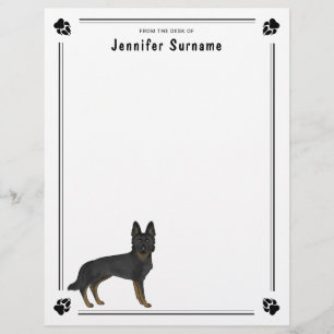 En-tête De Lettre Berger Allemand Bi-Noir Chien Mignon Et Texte Pers