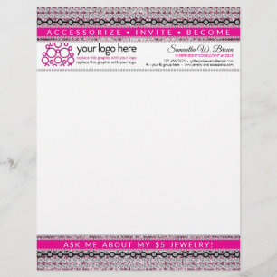 En-tête De Lettre Bijoux et accessoires glitz diamants roses