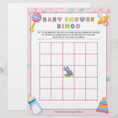 En-tête De Lettre Bingo baby shower [Bébé de base rose] (Devant / Derrière)