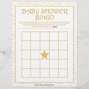 En-tête De Lettre Bingo de baby shower [Étincelles d'or]