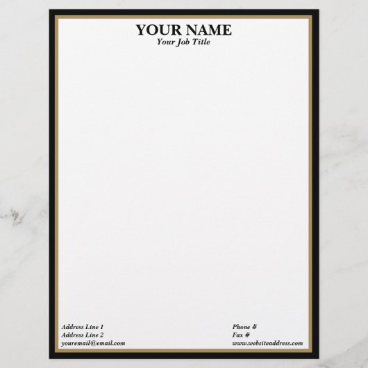 En-tête De Lettre Black and Gold Frame Generic Adaptable (Devant)