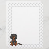 En-tête De Lettre Black & Tan Cavalier King Charles Spaniel assis (Devant / Derrière)