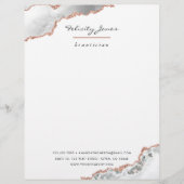 En-tête De Lettre Blanc et Rose Gold Agate Pierre Business (Devant)