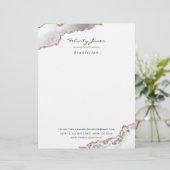 En-tête De Lettre Blanc et Rose Gold Agate Pierre Business (Debout devant)