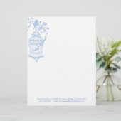 En-tête de lettre bleu de cage à oiseaux d'aqua (Debout devant)