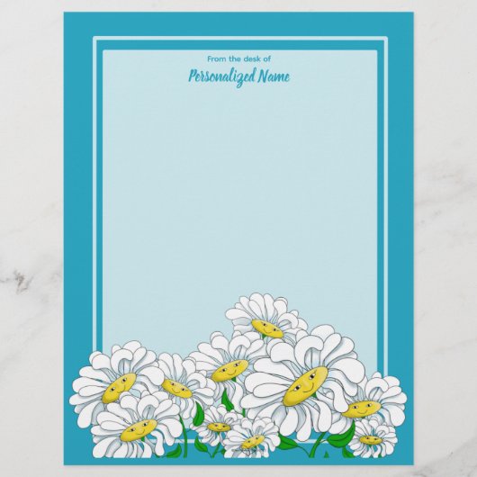 En-tête De Lettre Bleu de marguerite - Bleu Non doublé (Devant)