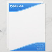 En-tête de lettre bleu moderne de vague (Devant / Derrière)