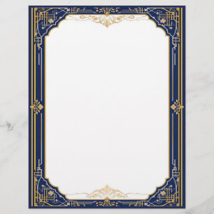 En-tête De Lettre Bleu or et blanc Art déco