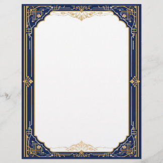 En-tête De Lettre Bleu or et blanc Art déco